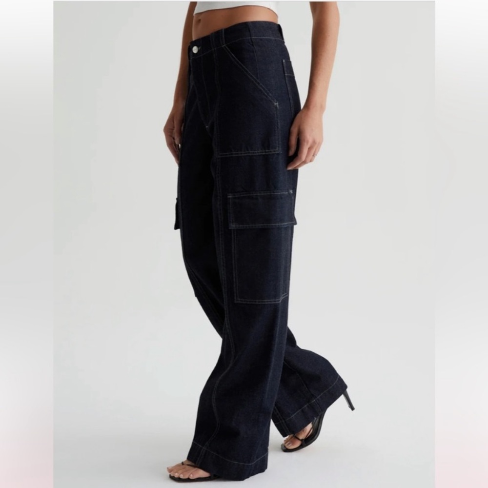 NWT AG Jeans x Emrata Amia Wide Leg Cargo Carpenter Denim trouser pant Jean - Picture 8 of 17